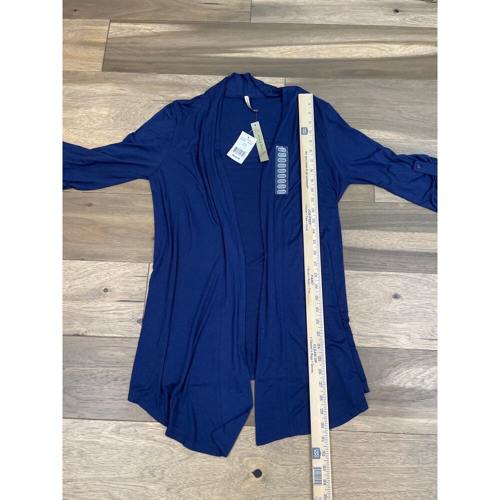 Olivia Moon Wrap Cardigan Size M Dark Blue Lightweight Jersey Knit NWT - Picture 5 of 7